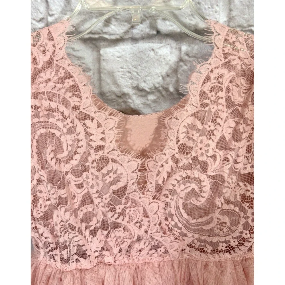 2Bunnies Girls 7/8 yr Paisley Lace Tulle Short Sleeve Maxi Flower Girl Dress NEW